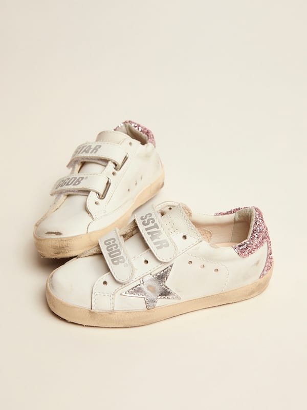Golden Goose - Junior Old School sneakers with glitter heel tab and silver star   in 