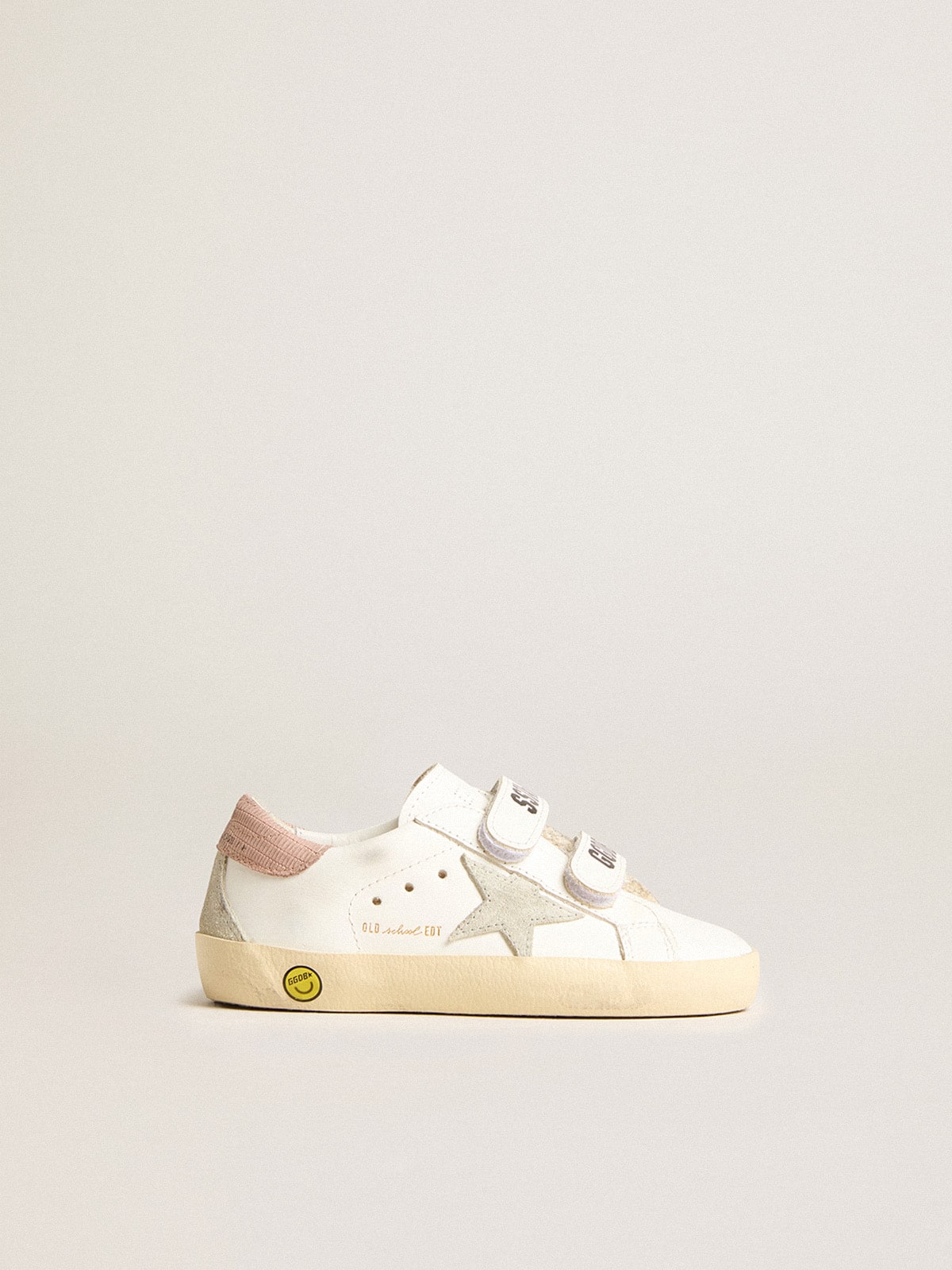 Golden Goose - Junior Old School in leather with gray suede star and old rose heel tab in 