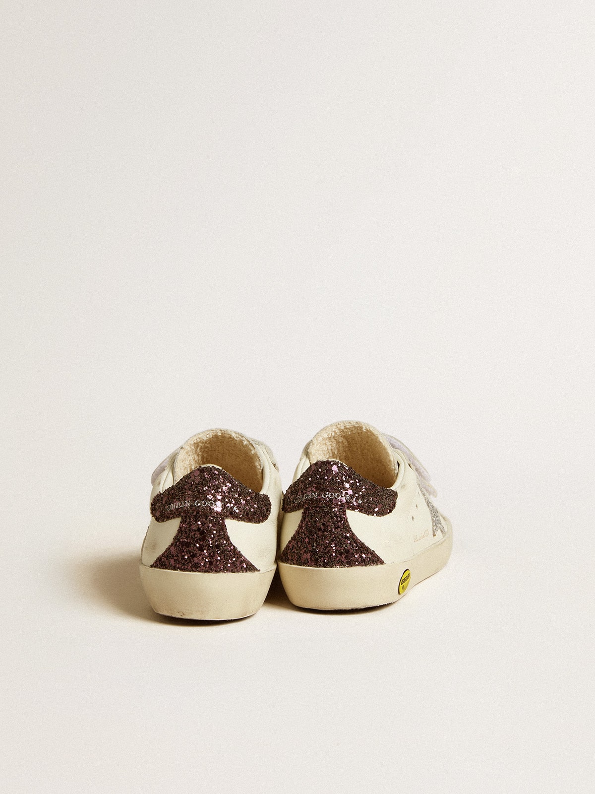 Golden Goose - Old School Junior with silver glitter star and glitter heel tab in 