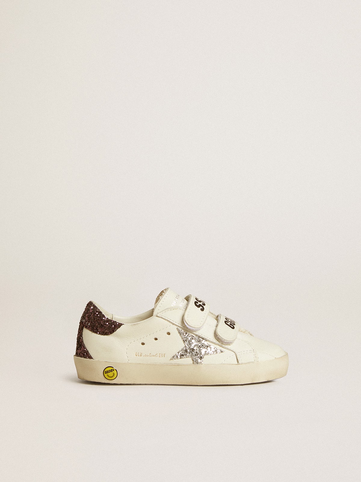 Golden Goose - Old School Junior with silver glitter star and glitter heel tab in 