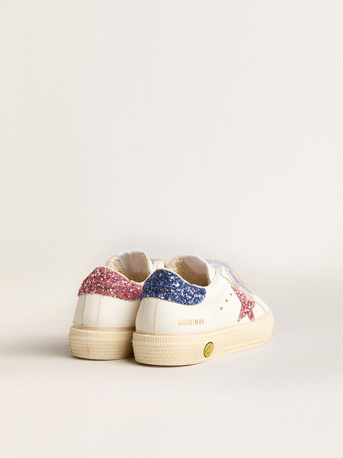 Golden Goose - May School Junior in pelle con stella e talloncino glitter in 