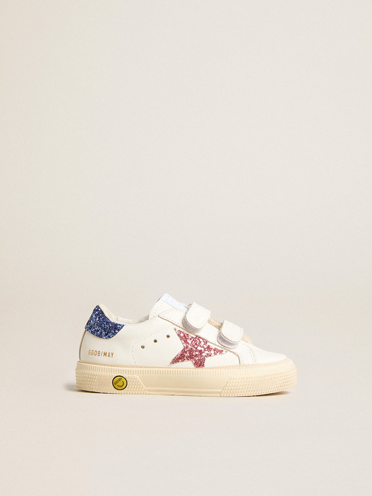 Golden Goose - May School Junior de couro com estrela e talão de glitter in 