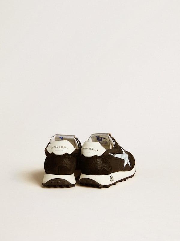 Golden Goose - Junior Marathon in black nylon with printed star and leather heel tab in 