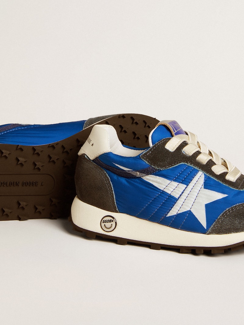 Golden Goose - Marathon Junior de nailon azul con estrella estampada y refuerzo del tal&oacute;n de piel in 