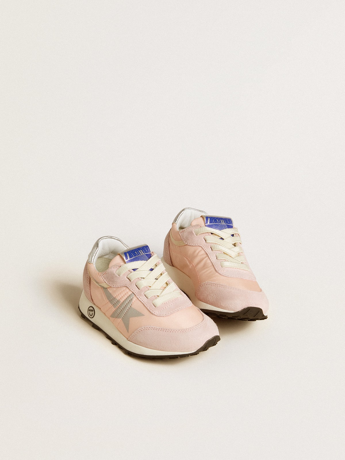 Golden Goose - Junior Marathon in pink nylon with printed star and leather heel tab in 