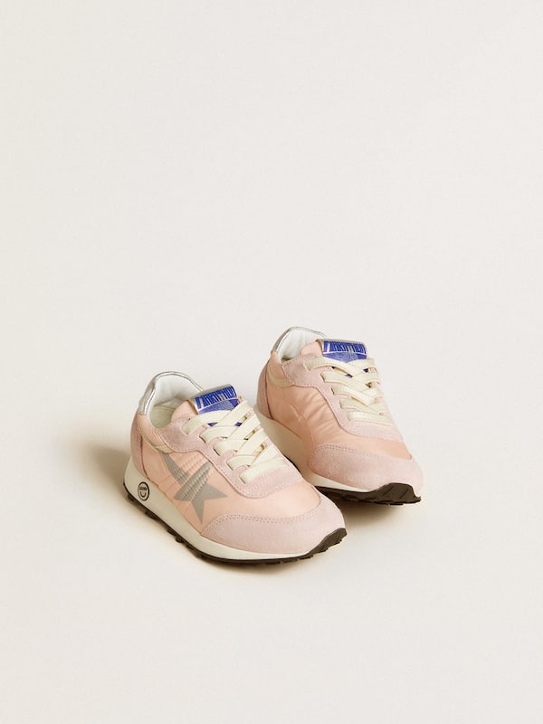 Golden Goose - Junior Marathon in pink nylon with printed star and leather heel tab in 