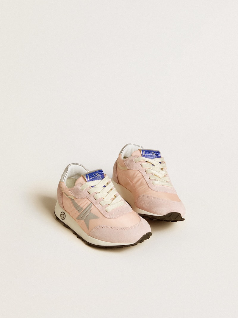 Golden Goose - Marathon Junior in pink nylon with printed star and leather heel tab in 