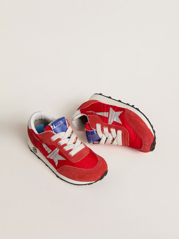Golden Goose - Junior Marathon in red nylon with printed star and leather heel tab in 
