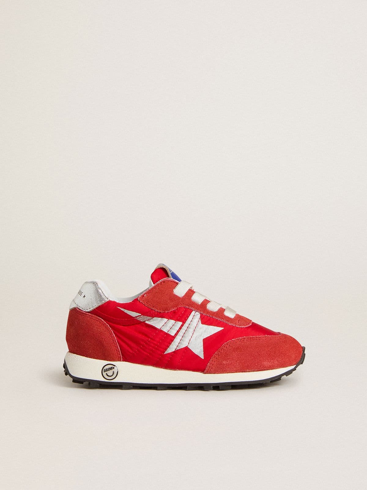 Golden Goose - Junior Marathon in red nylon with printed star and leather heel tab in 