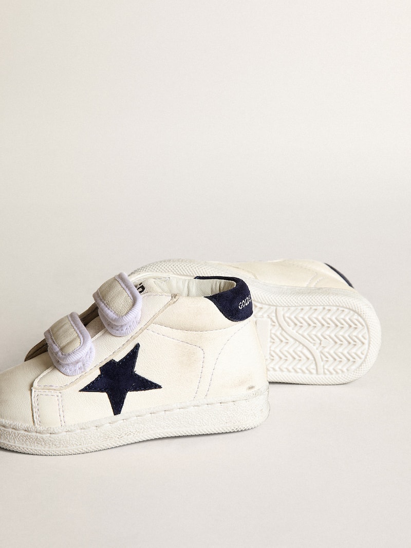 Golden Goose - June Junior de napa con estrella y refuerzo del tal&oacute;n de ante azul oscuro in 