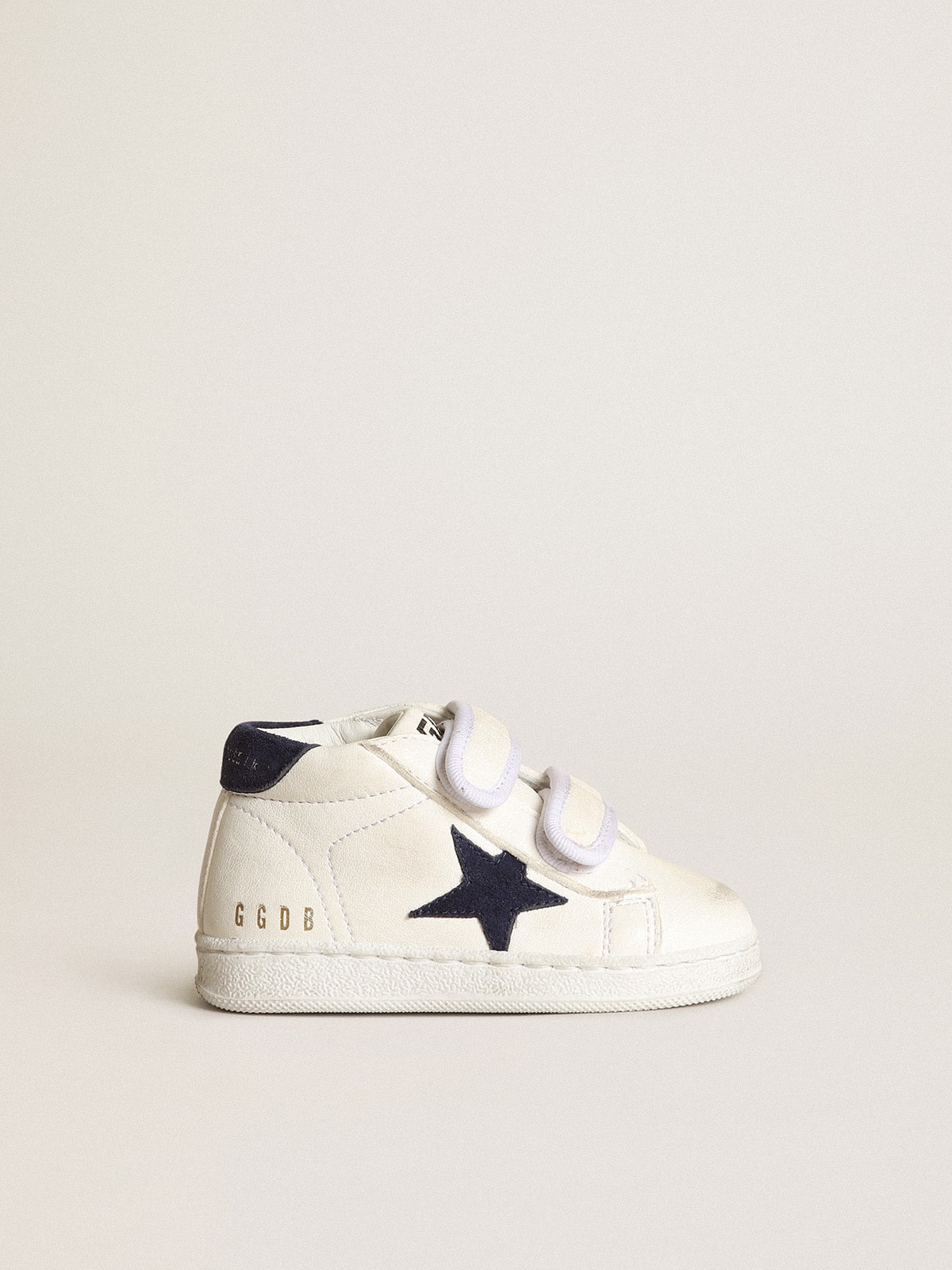 Golden Goose - June Junior in nappa con stella e talloncino in suede blu scuro in 