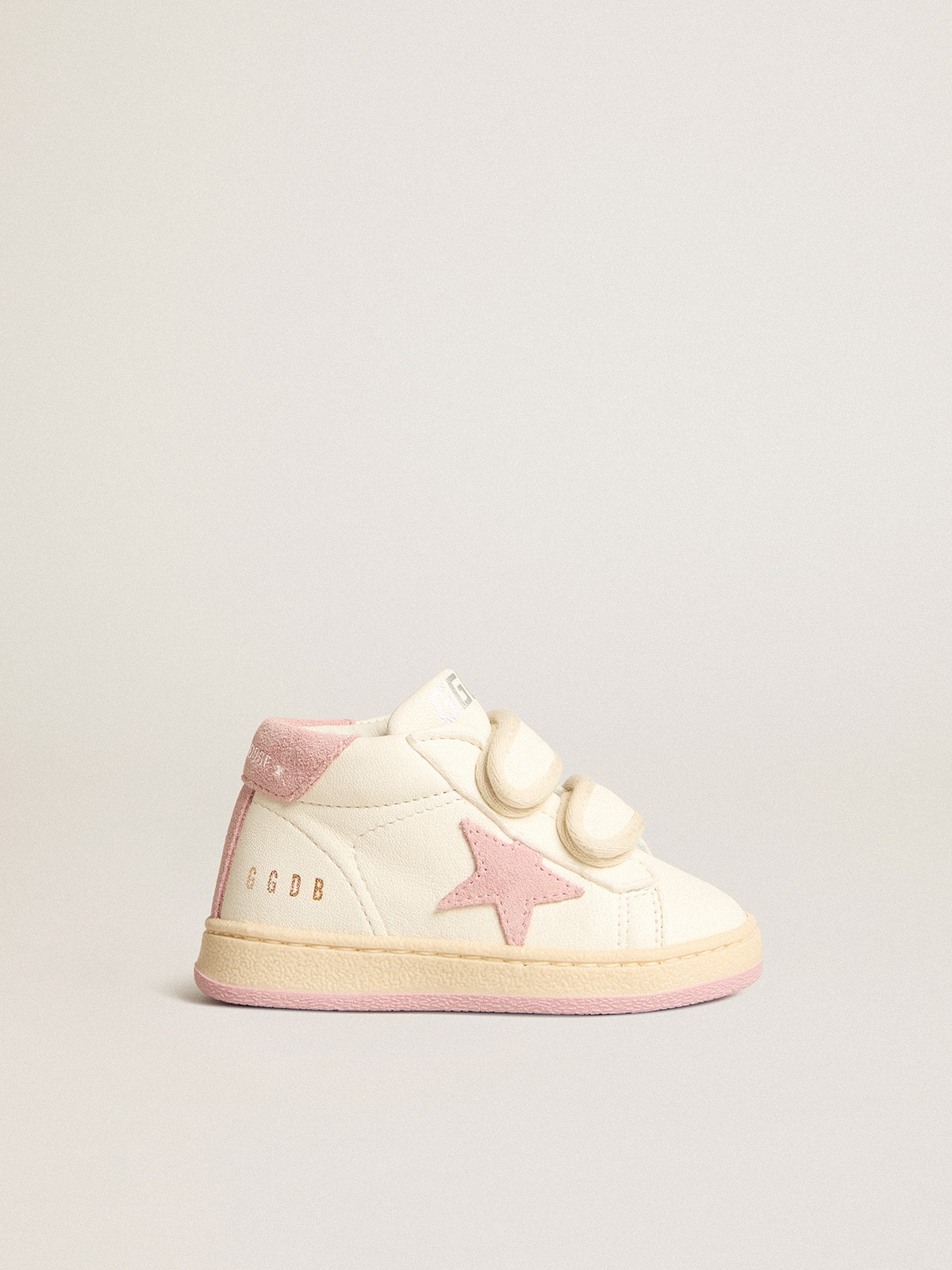 Golden Goose - June Junior in nappa con stella e talloncino in suede rosa antico in 