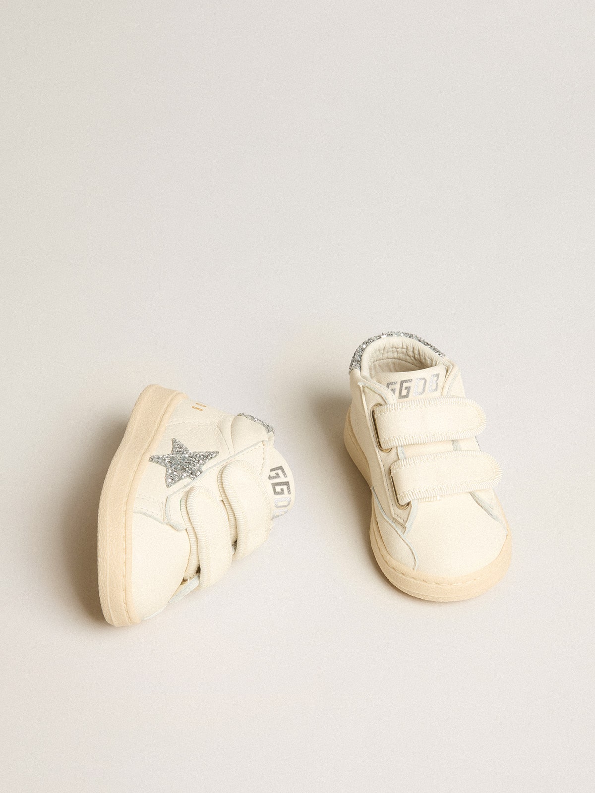 Golden Goose - June in nappa leather with silver glitter star and heel tab in 