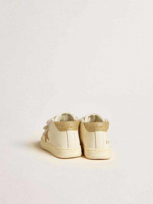 Golden Goose - June Junior in white nappa leather with gold glitter star and heel tab in 