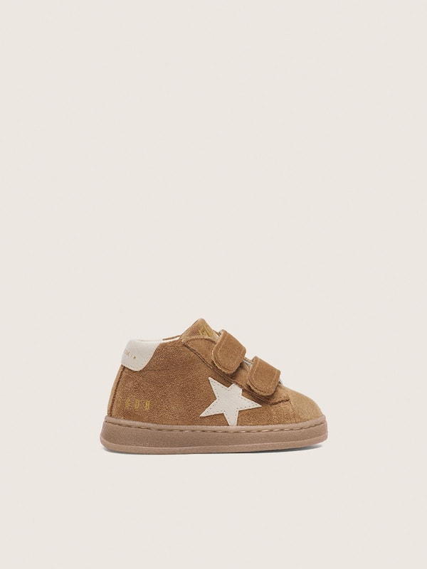 Golden Goose - Junior June in tobacco-colored suede with cream leather star in 