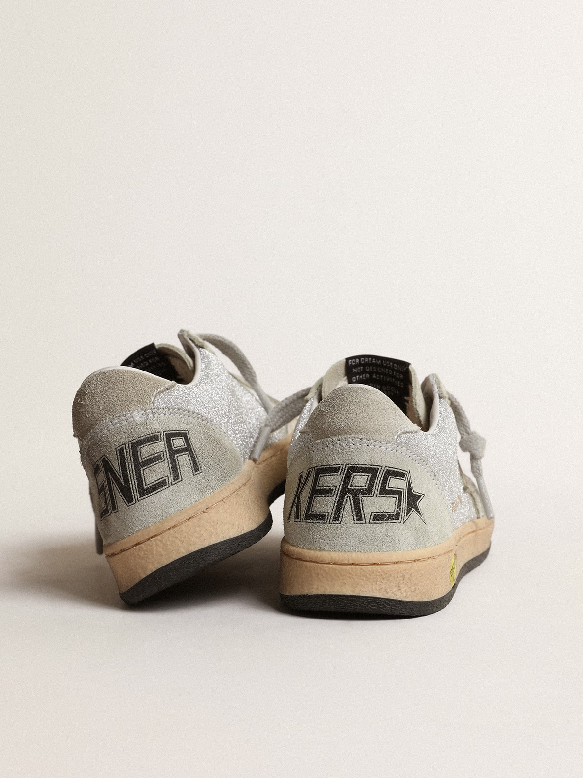 Golden Goose - Ball Star Junior in glitter with ice-gray suede inserts in 