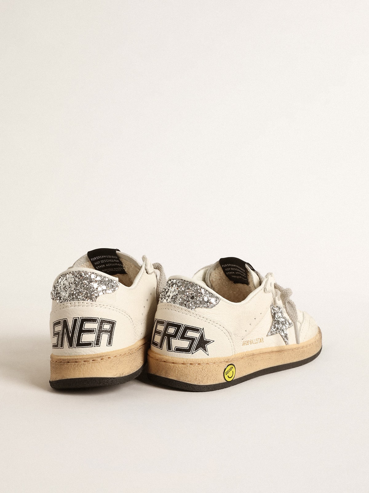 Golden Goose - Ball Star Junior in nappa with silver glitter star and heel tab in 