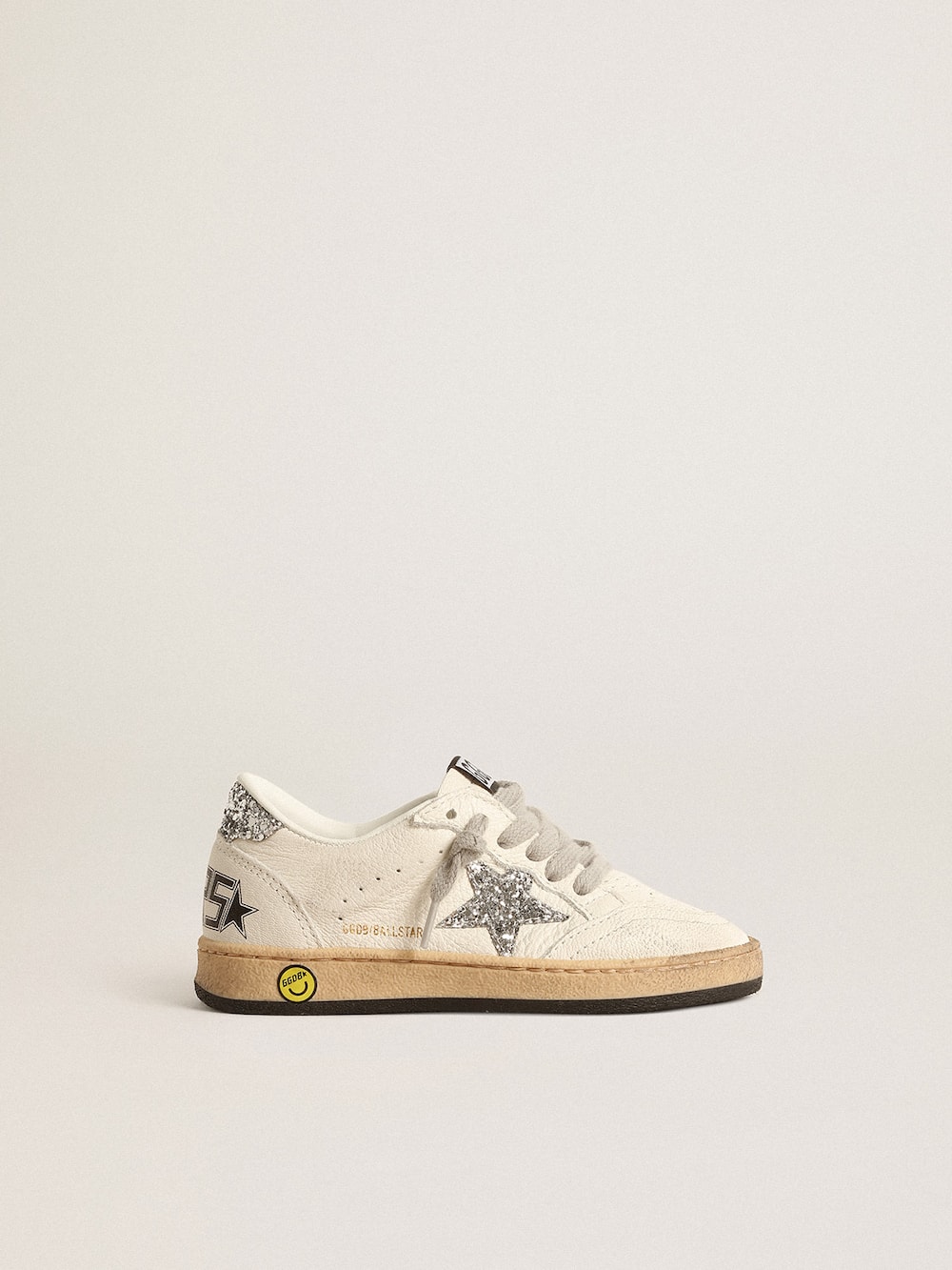 Golden Goose - Ball Star Junior in nappa with silver glitter star and heel tab in 