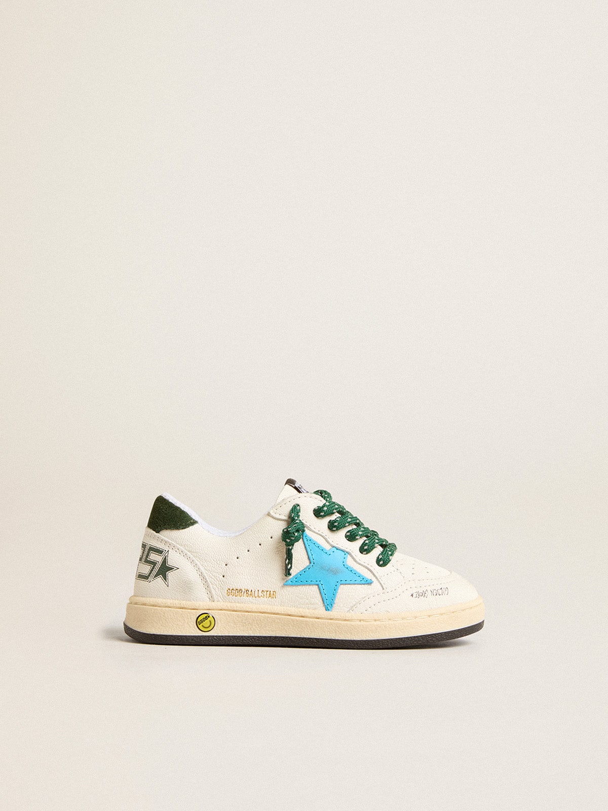 Golden Goose Ball Star Junior With Turquoise Star And Green Suede Talloncino, Size: 19