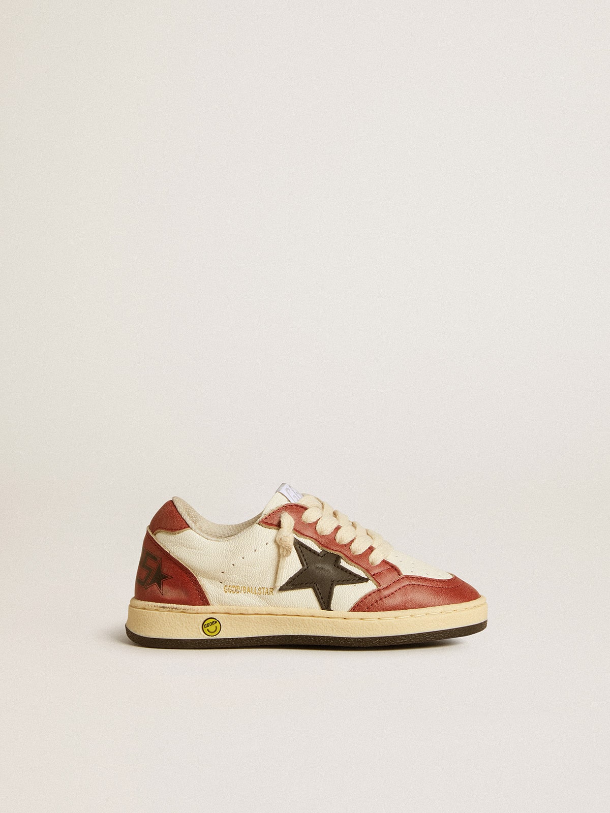 Golden Goose - Ball Star Junior in nappa with black star and red leather inserts in 