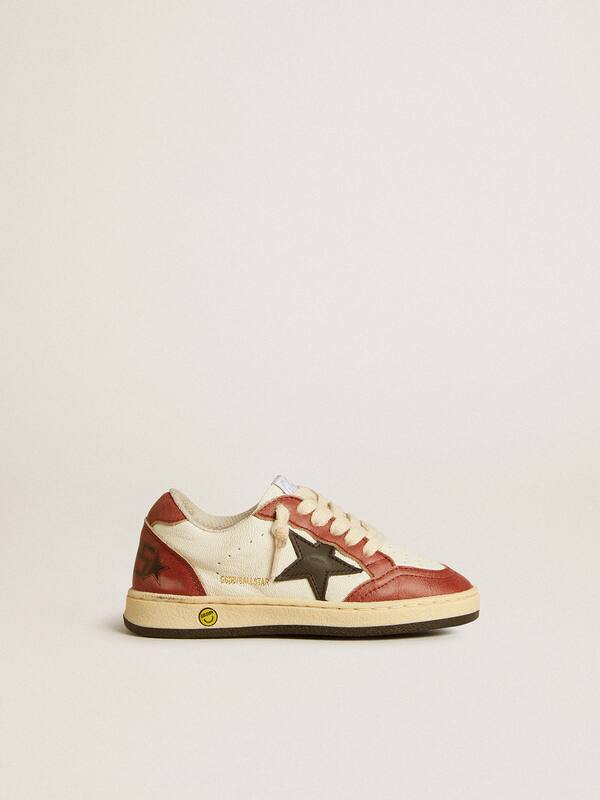 Golden Goose - Ball Star Junior in nappa with black star and red leather inserts in 
