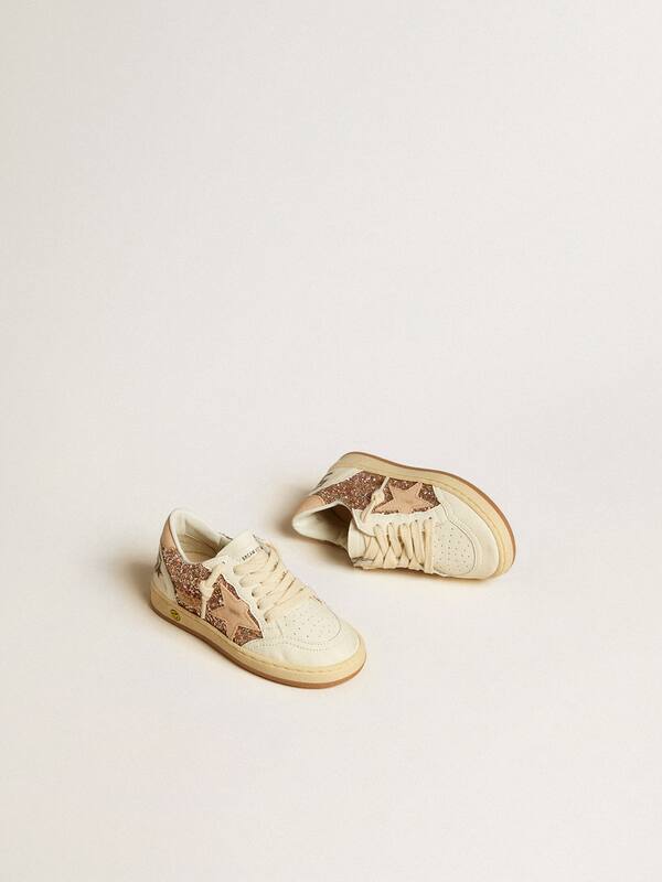 Golden Goose - Ball Star Junior in glitter and nappa with leather star and heel tab in 