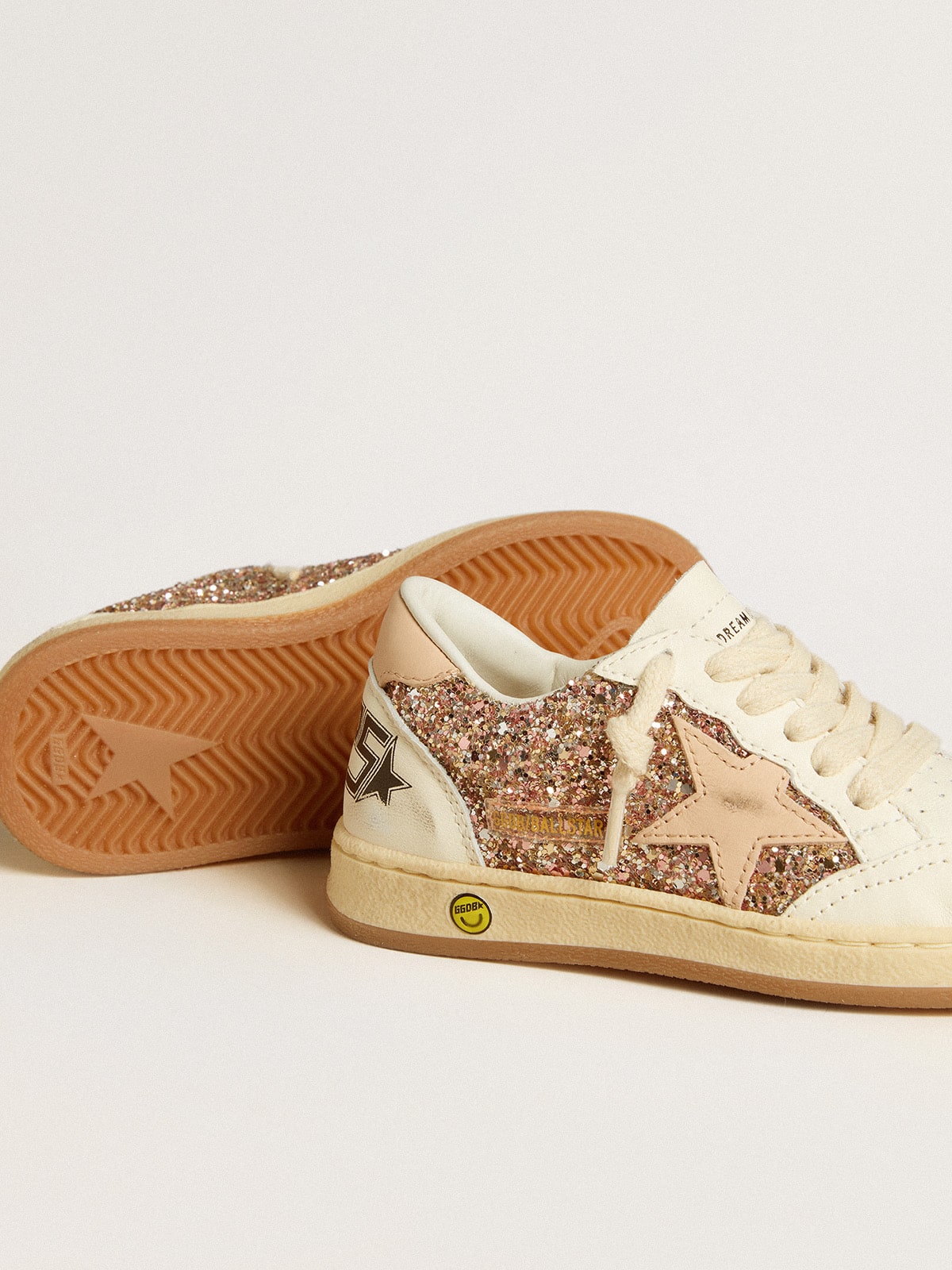 Golden Goose - Ball Star Junior in glitter and nappa with leather star and heel tab in 