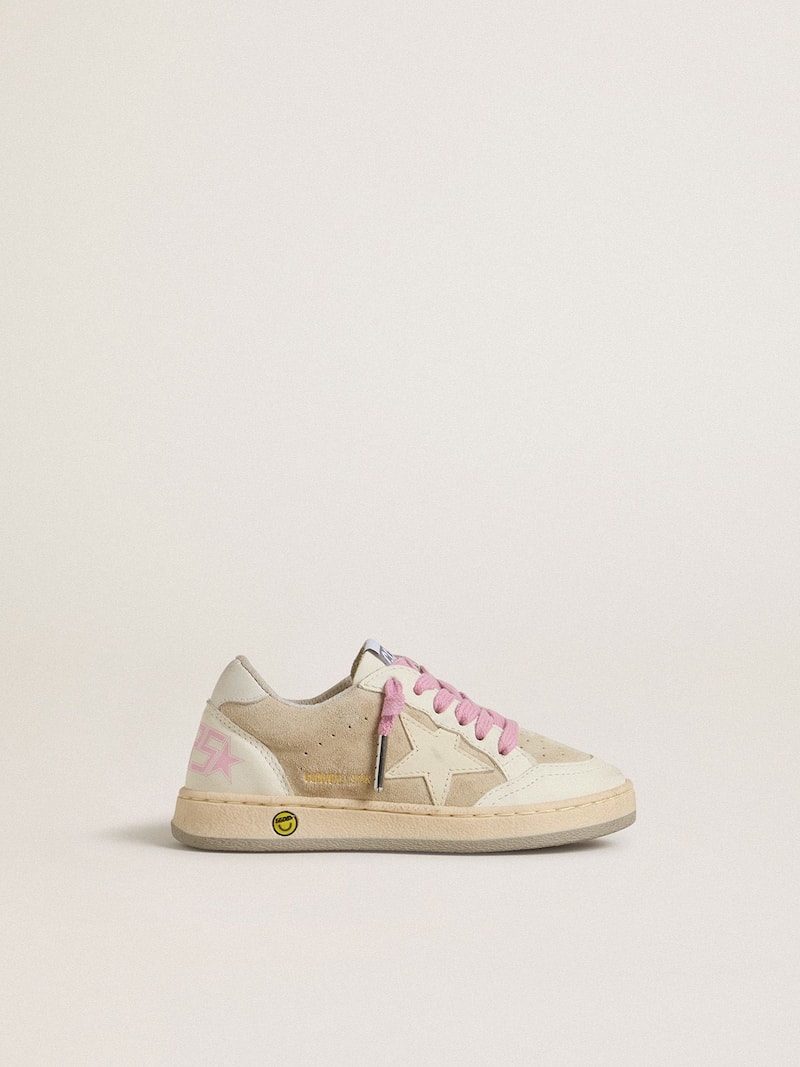 Junior Ball Star in pearl suede with leather star and heel tab