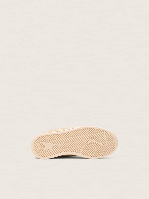 Golden Goose - Ball Star Junior in suede beige con stella rossa e talloncino azzurro in 