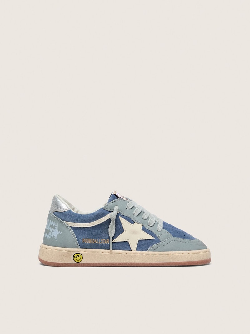 Ball Star junior in suede blu jeans e azzurro con stella in pelle bianca