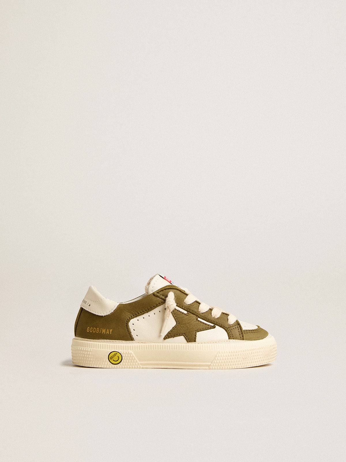 Golden Goose - May Junior en cuir blanc et vert militaire  in 