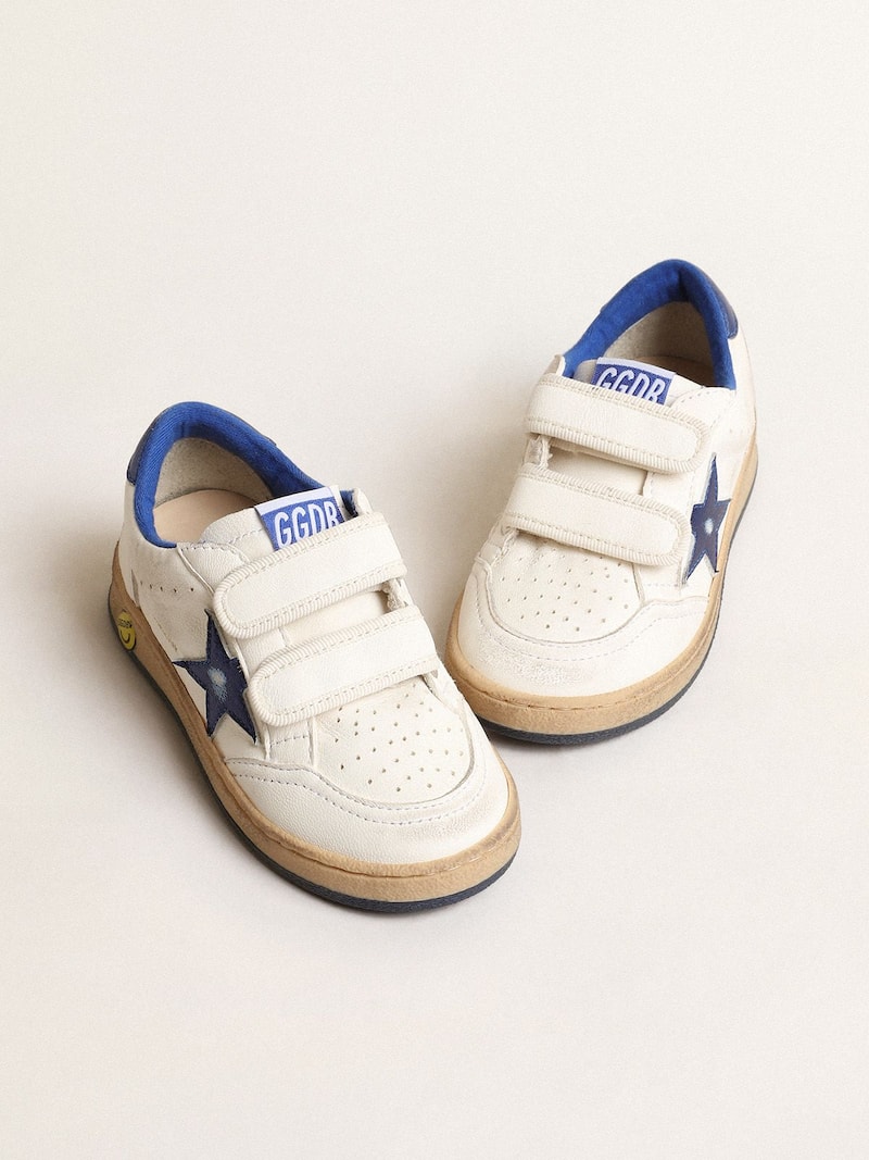 Golden Goose - Ball Star Junior con estrella y refuerzo del tal&oacute;n de piel laminada en azul in 