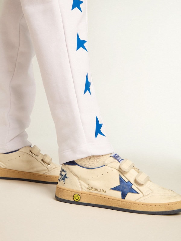 Golden Goose - Ball Star Junior with blue metallic leather star and heel tab in 