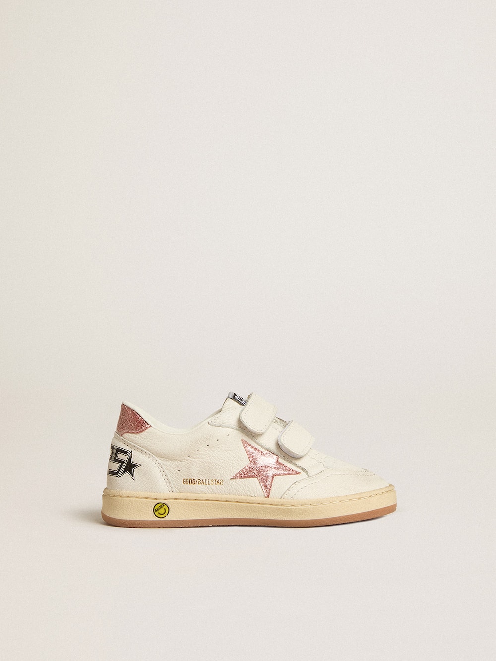 Golden Goose - Ball Star Junior in nappa with peach-pink glitter star and heel tab in 