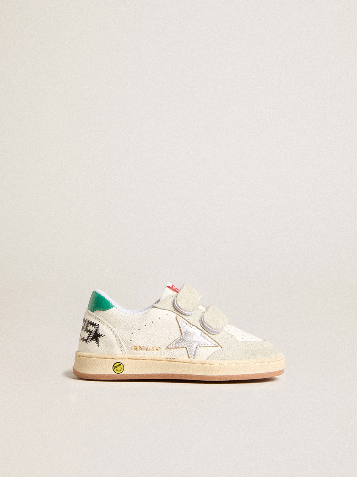 Junior Ball Star with silver star and green suede heel tab | Golden Goose