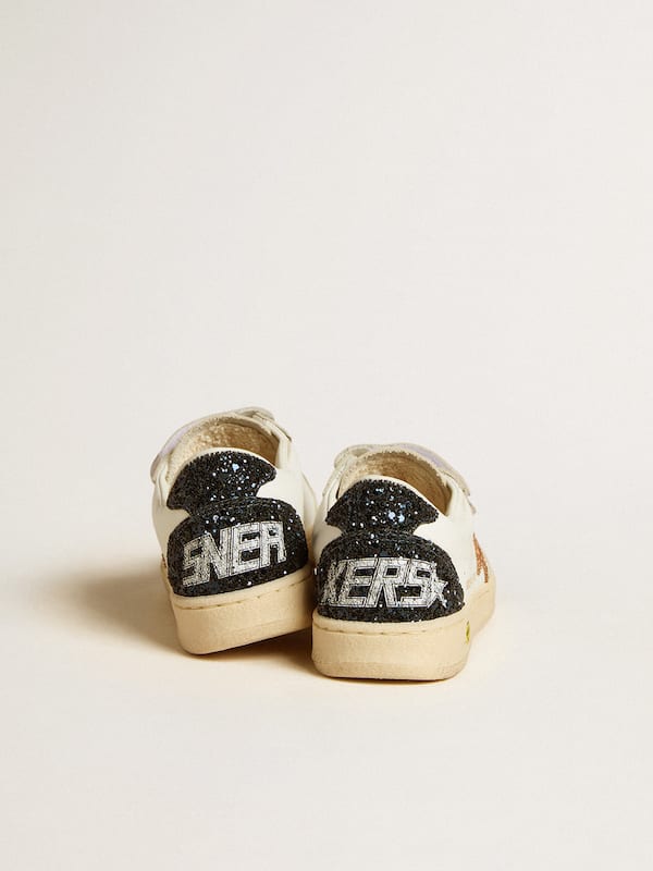 Golden Goose - Junior Ball Star in white nappa with glitter star, heel tab and heel in 