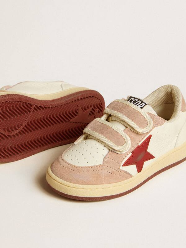 Golden Goose - Ball Star Junior in nappa with nappa star and pink suede heel tab in 