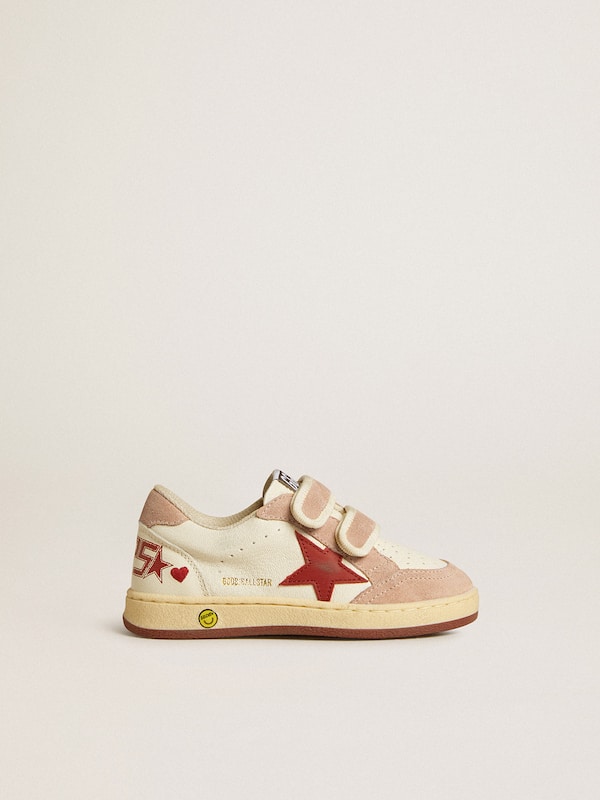Golden Goose - Ball Star Junior in nappa with nappa star and pink suede heel tab in 