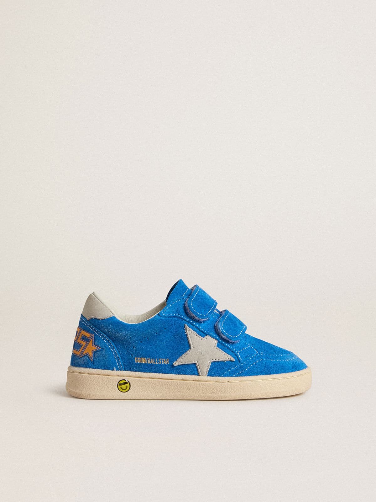 Golden Goose - Junior Ball Star in light blue suede with gray nubuck star and heel tab in 