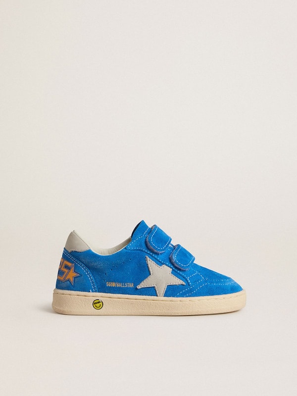 Golden Goose - Junior Ball Star in light blue suede with gray nubuck star and heel tab in 