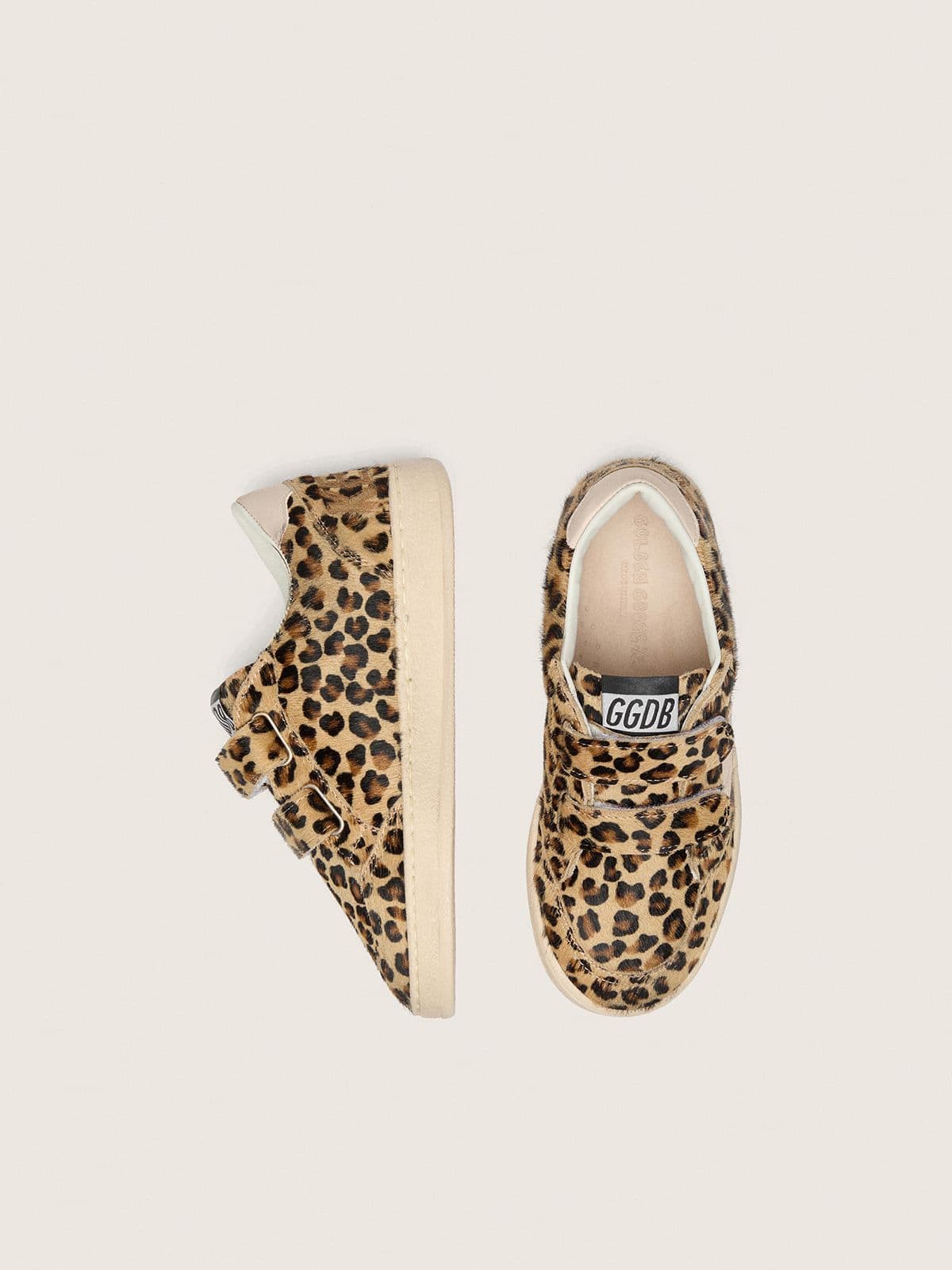 Golden Goose - Junior Ball Star in leopard-print pony skin with pink leather star and heel tab in 