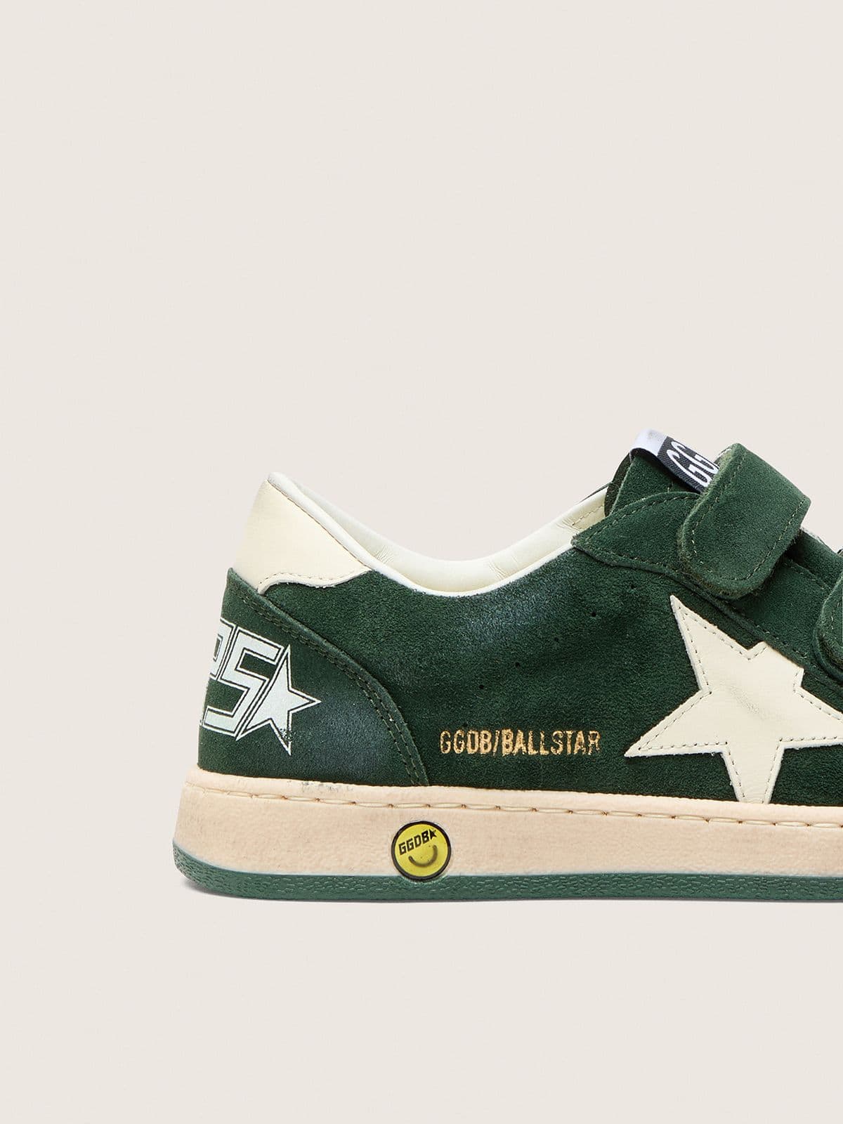 Golden Goose - Junior Ball Star in forest-green suede with cream leather star and heel tab in 