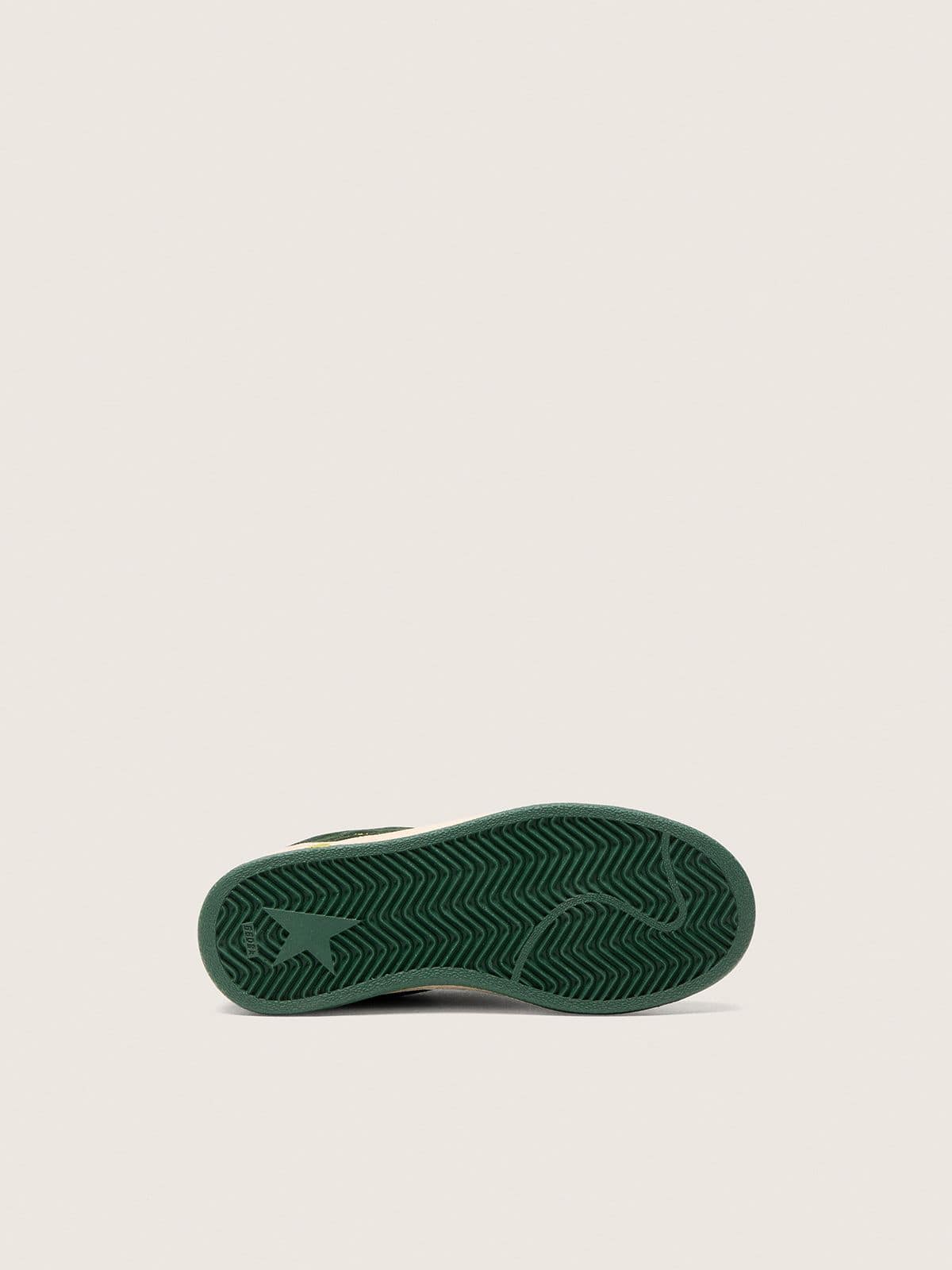 Golden Goose - Junior Ball Star in forest-green suede with cream leather star and heel tab in 