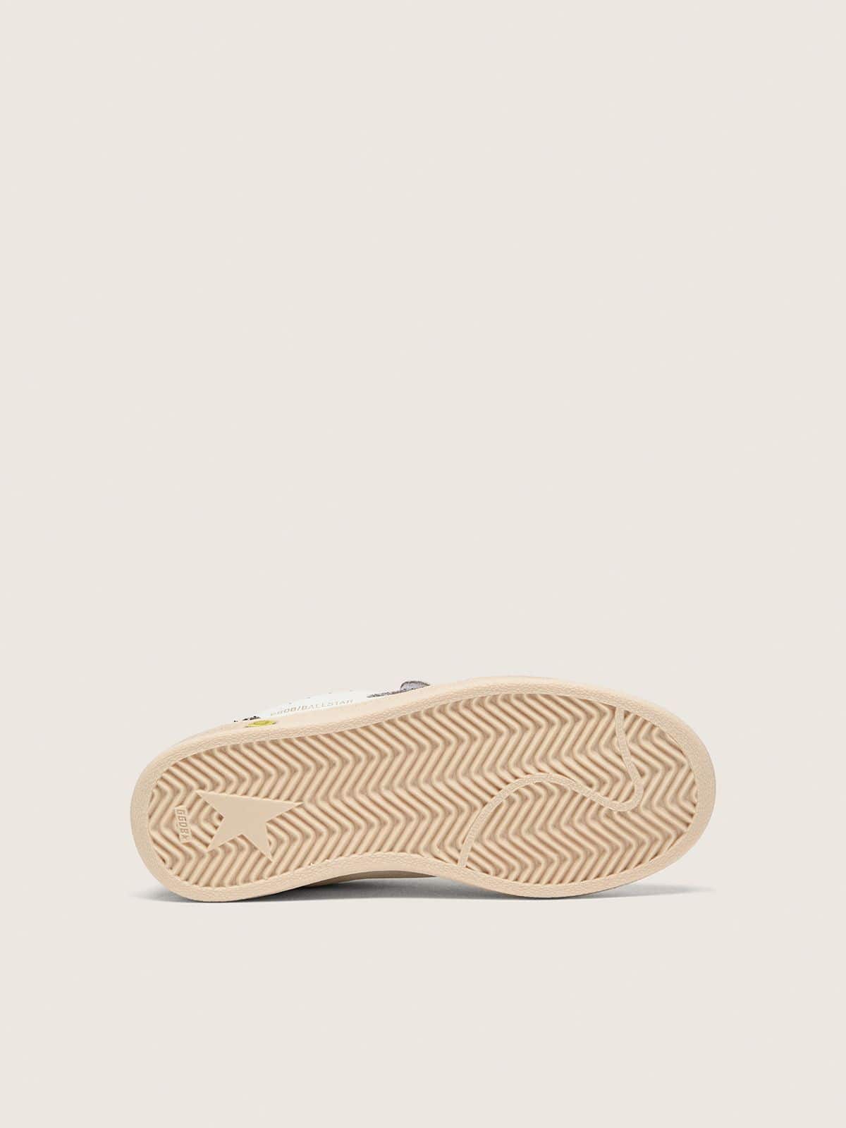 Golden Goose - Junior Ball Star in white leather with dove-gray glitter star and brown glitter inserts in 