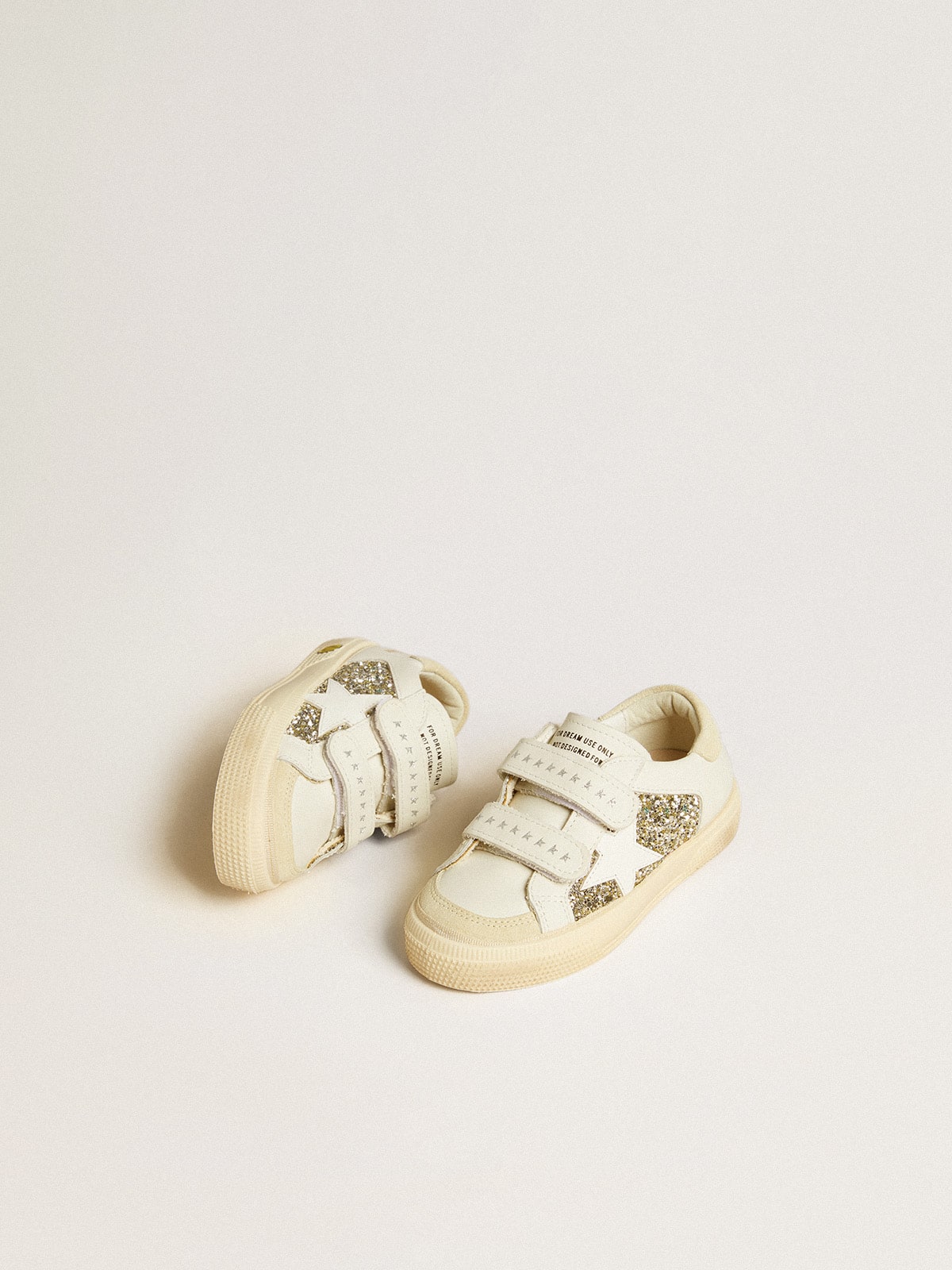 May School Junior in glitter with leather star and suede