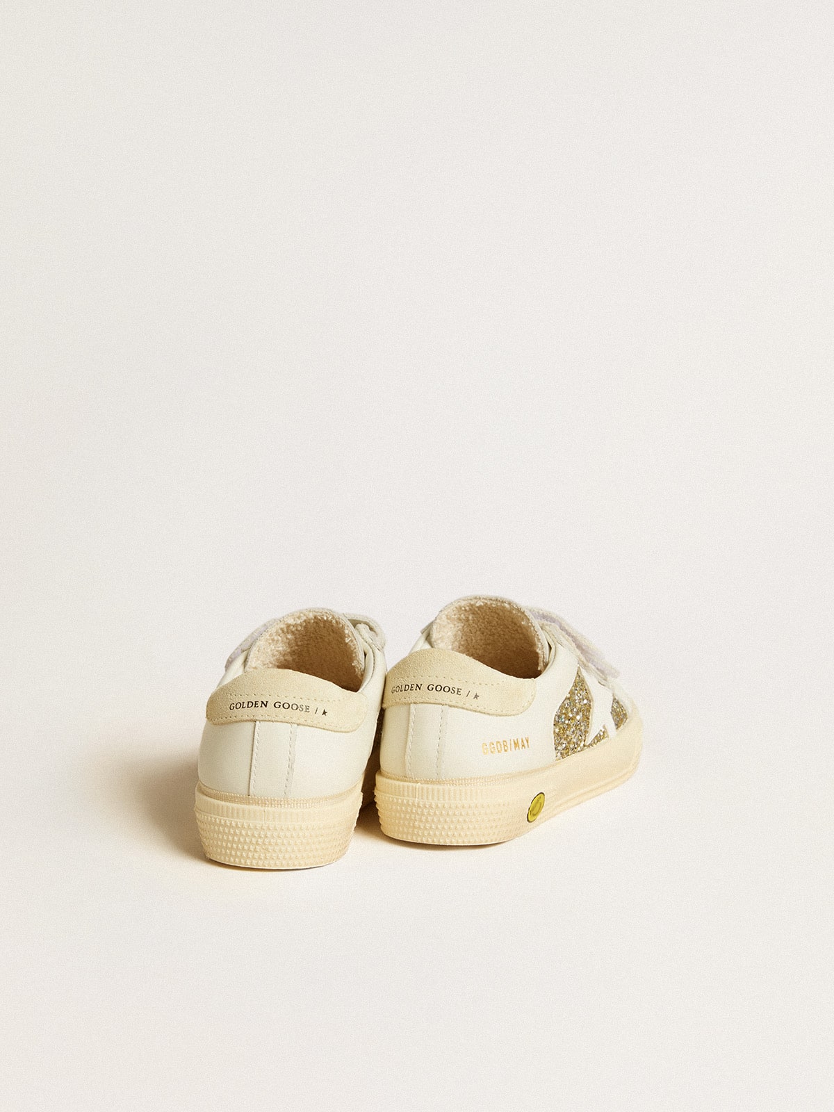 Golden Goose - May School Junior in glitter with leather star and suede heel tab in 