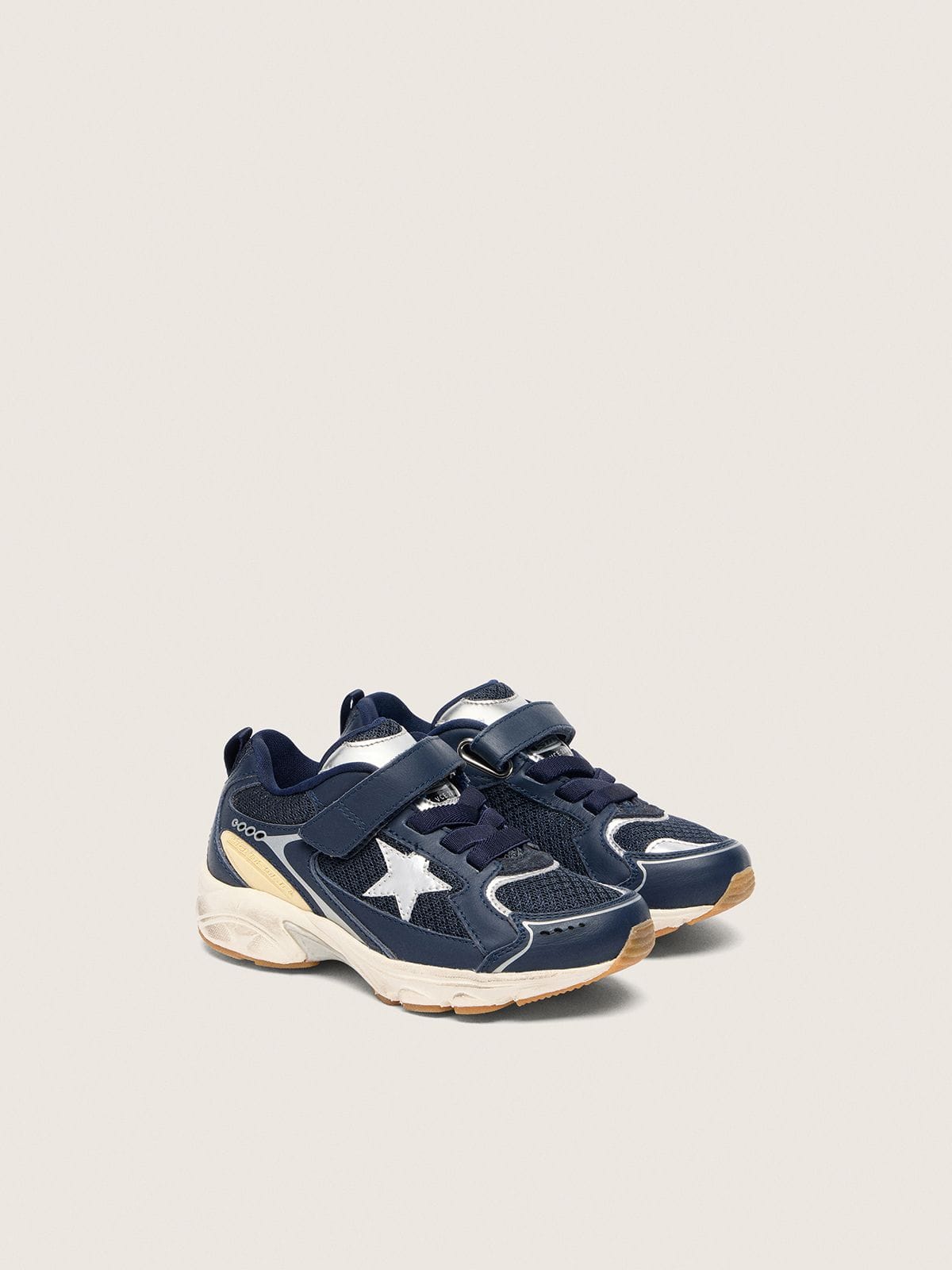 Golden Goose - Junior Lightstar in blue leather and mesh with gray leather star in 