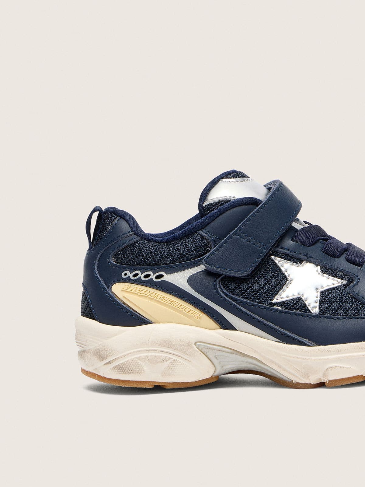 Golden Goose - Junior Lightstar in blue leather and mesh with gray leather star in 