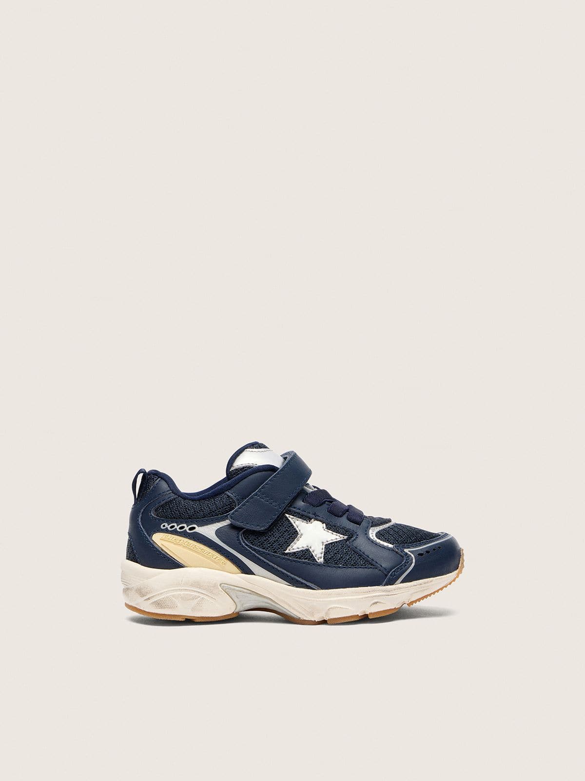 Golden Goose - Junior Lightstar in blue leather and mesh with gray leather star in 