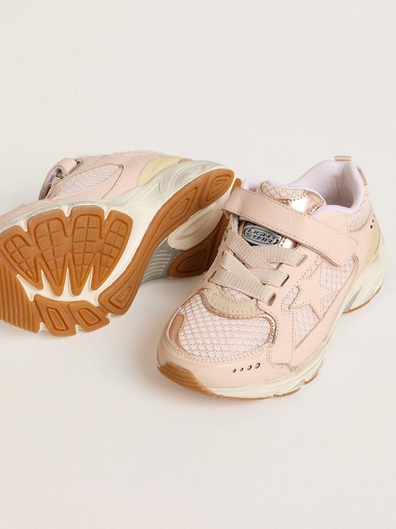 Golden Goose - Rosafarbener Lightstar Junior aus Leder und Mesh mit rosa Lederstern in 